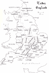 Tudor England Counties Map Tudor England Counties Map