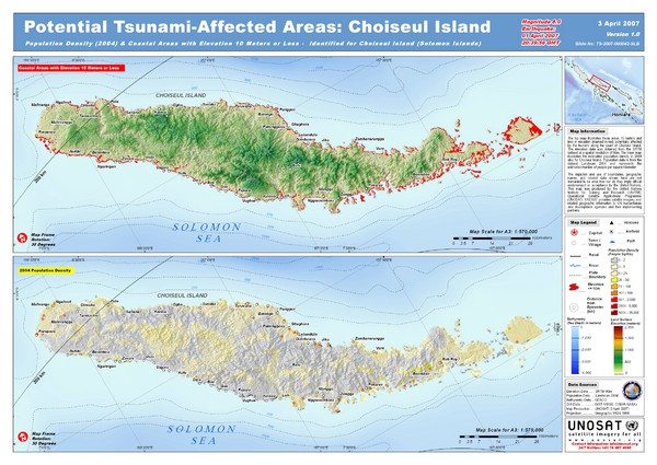 Tunami Affected Areas of Choiseul Island Map