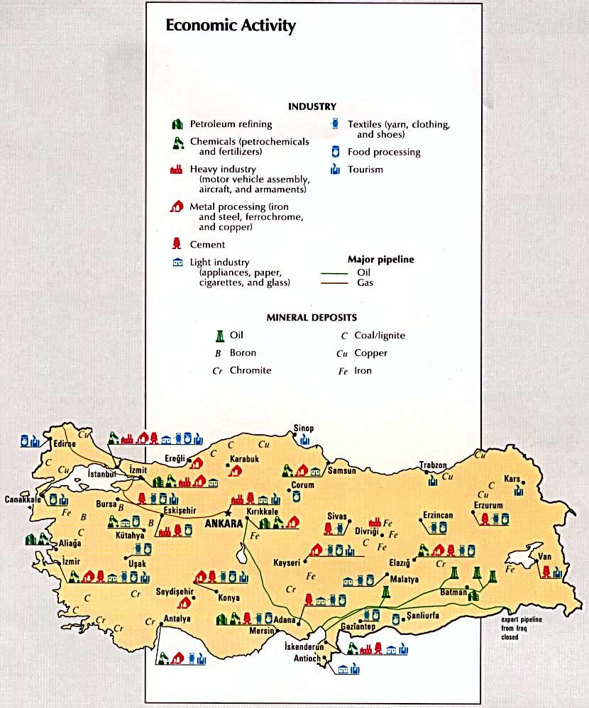 Turkey Economic Activity Map Turkey • mappery