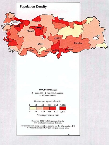 Turkey Population Density Map