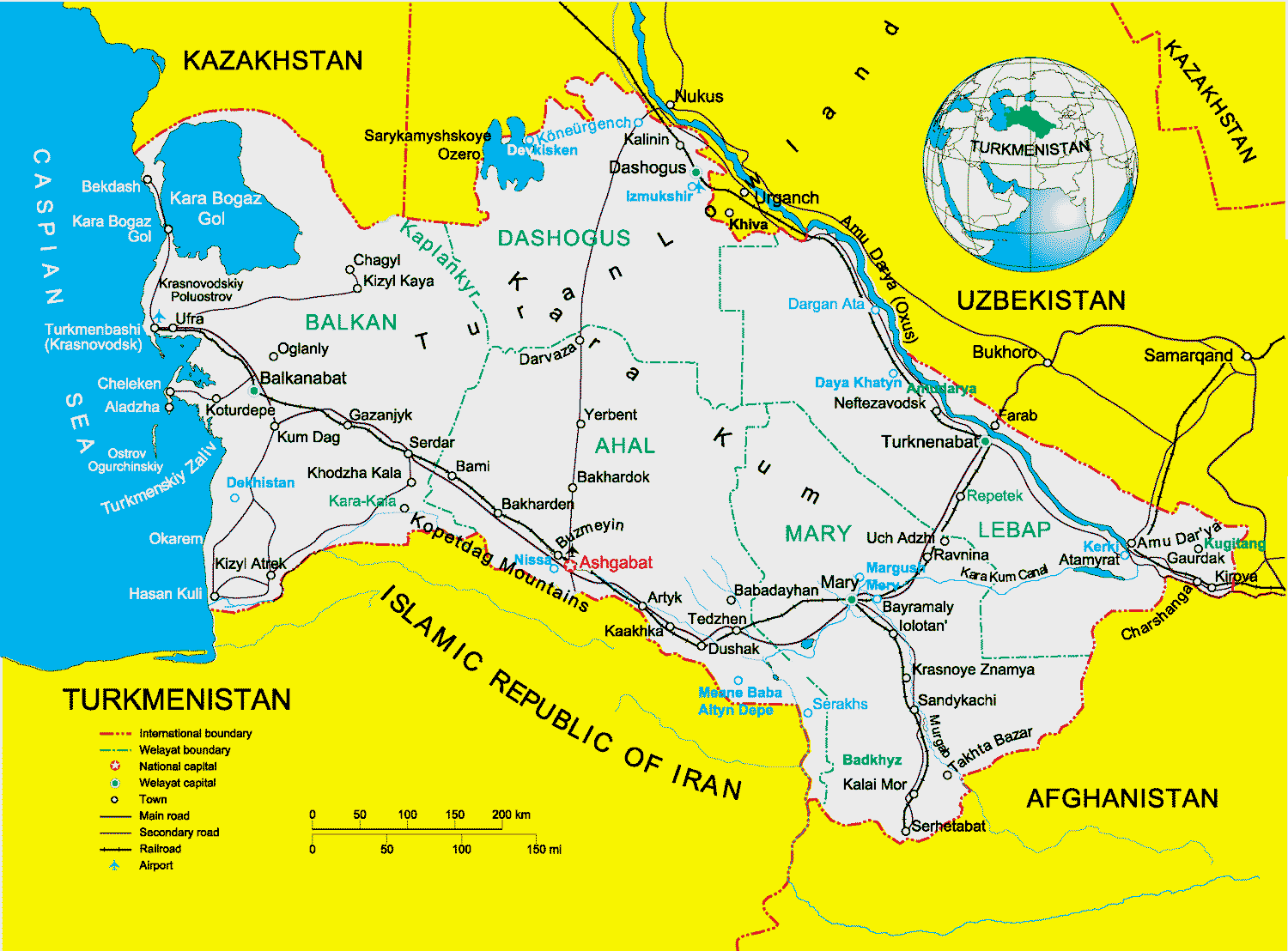 Turkmenistan Regionen Karte