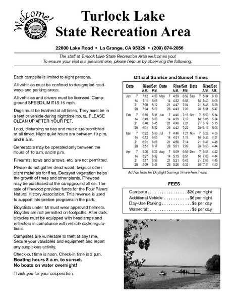 Turlock Lake State Recreation Area Campground Map
