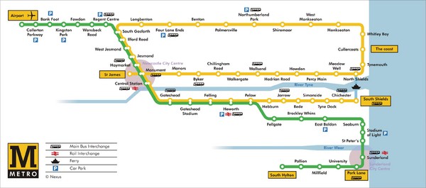 Tyne and Wear Metro Route Map