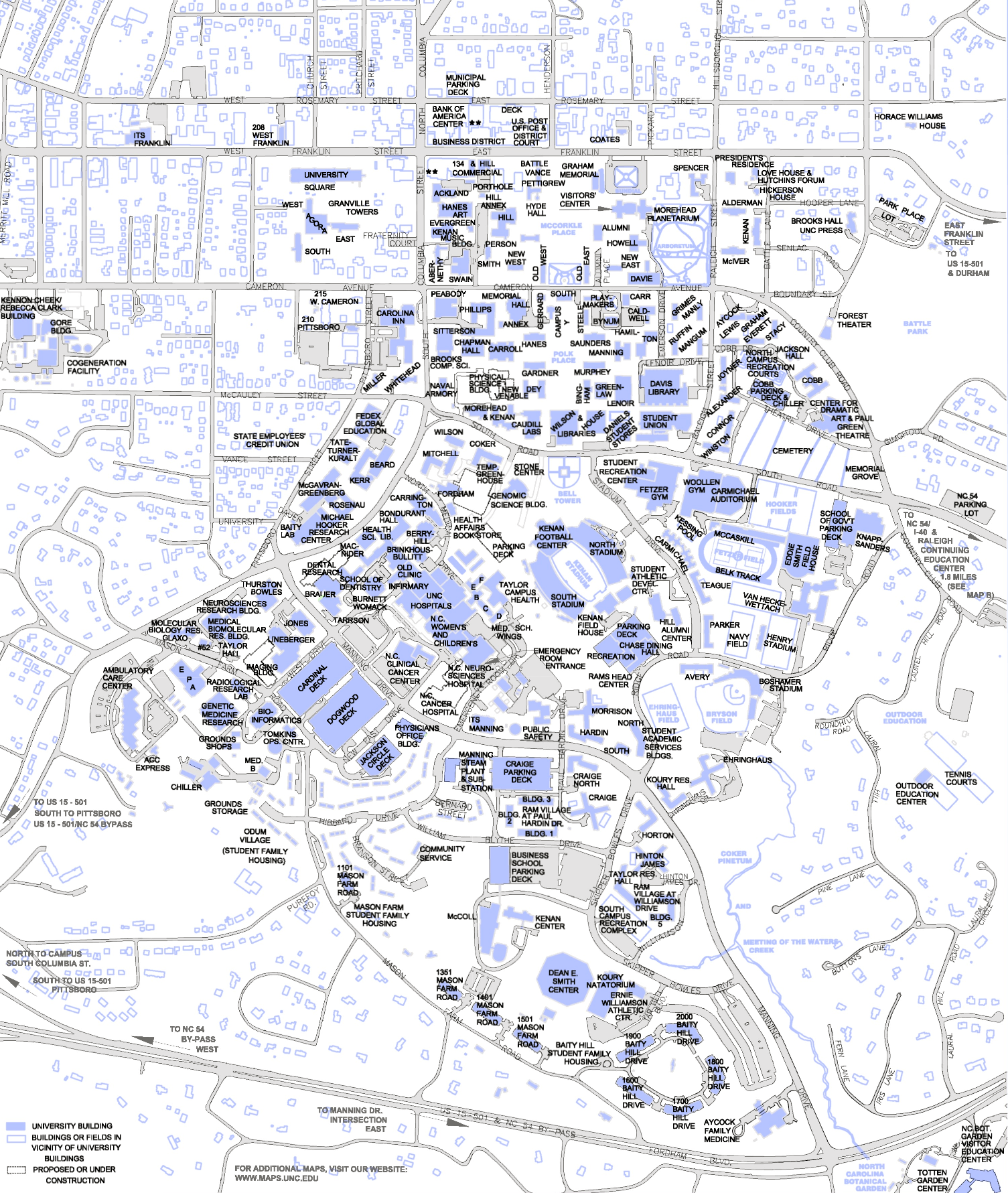 Unc Ch Campus Map Chapel Hill Nc Mappery