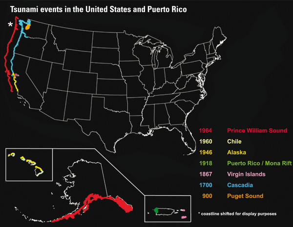 US Tsunami Events Map