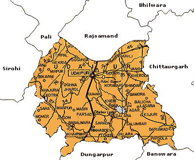 Udaipur, India Tourist Map
