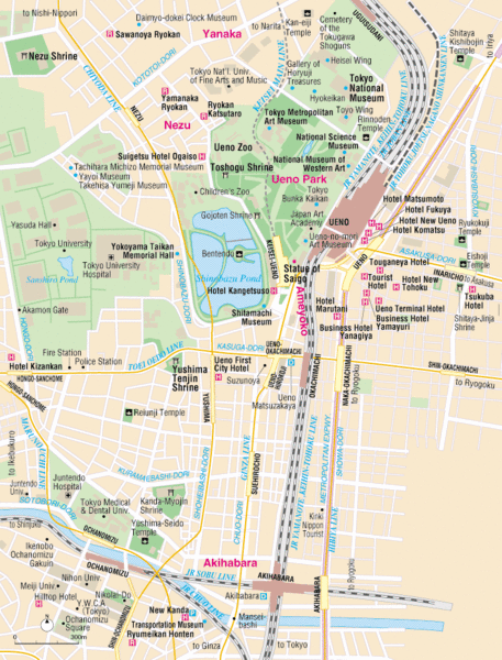 Ueno Park Area Tourist Map