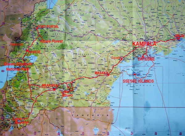 Uganda Tourist Map