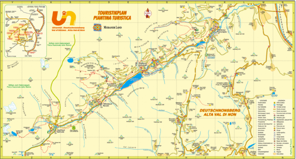 Ultental Deutschnonsberg St Walburg Tourist Map - St Walburg Italy