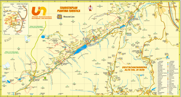 Ultental Deutschnonsberg St. Walburg Tourist Map