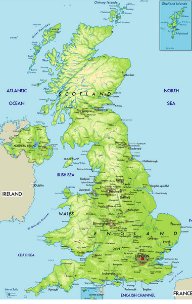 United Kingdom Physical Map