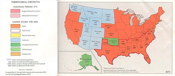 United States in 1870 Map