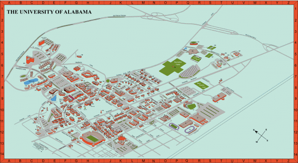University Of Alabama Map Tuscaloosa Alabama • Mappery