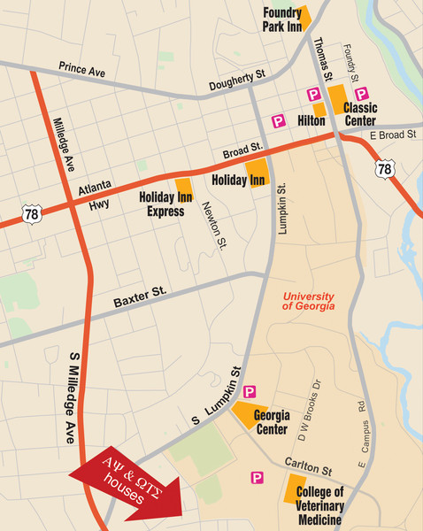 University of Georgia and Surrounding Area Map