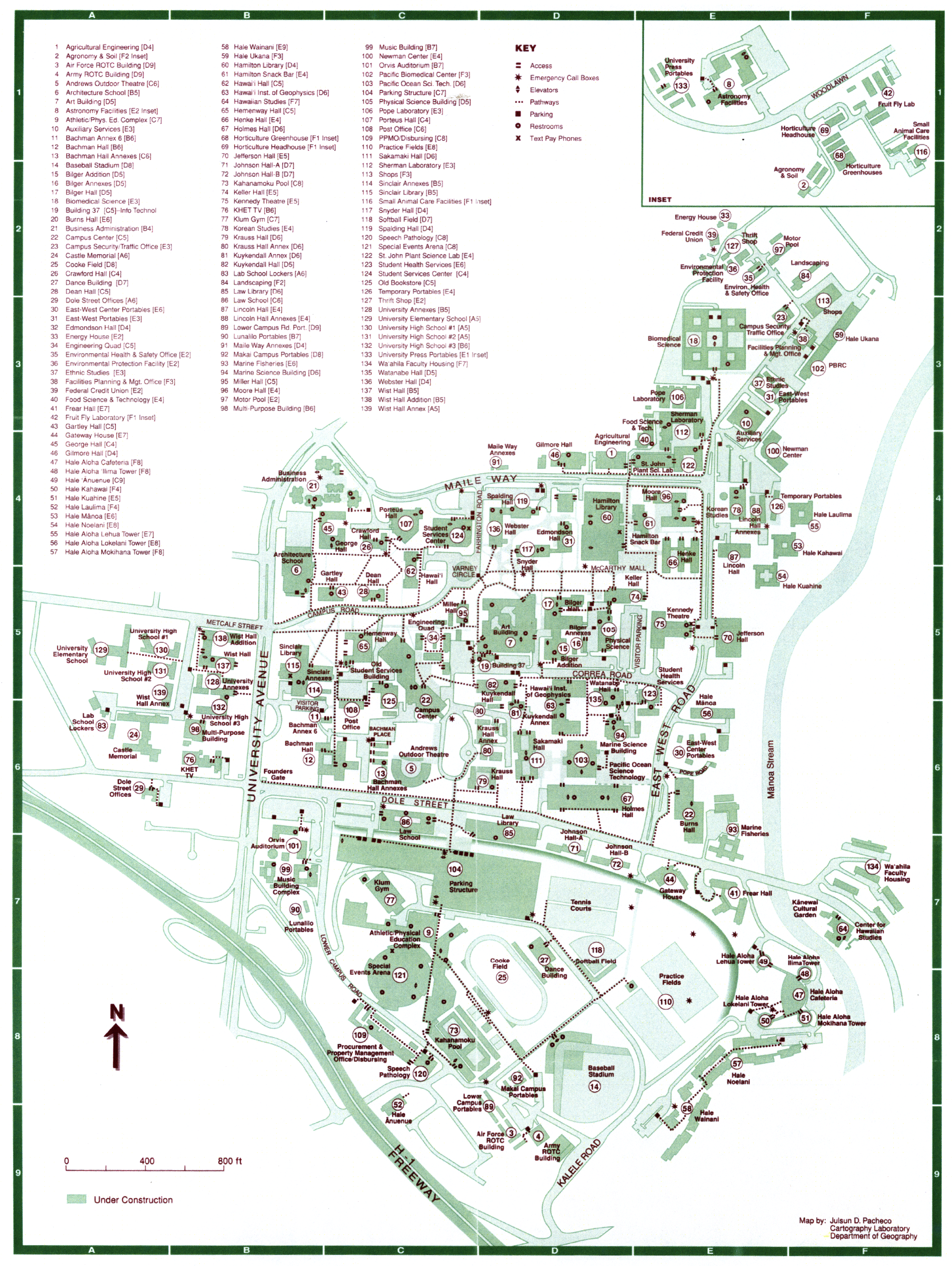 University Of Hawaii Manoa Campus Map Honolulu Hi Mappery