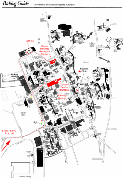 University of Massachusetts Amherst Parking Map