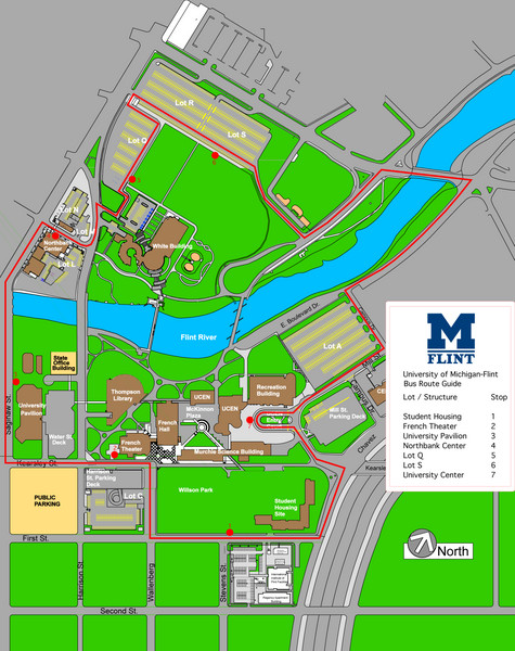 University of Michigal-Flint Bus Route Map