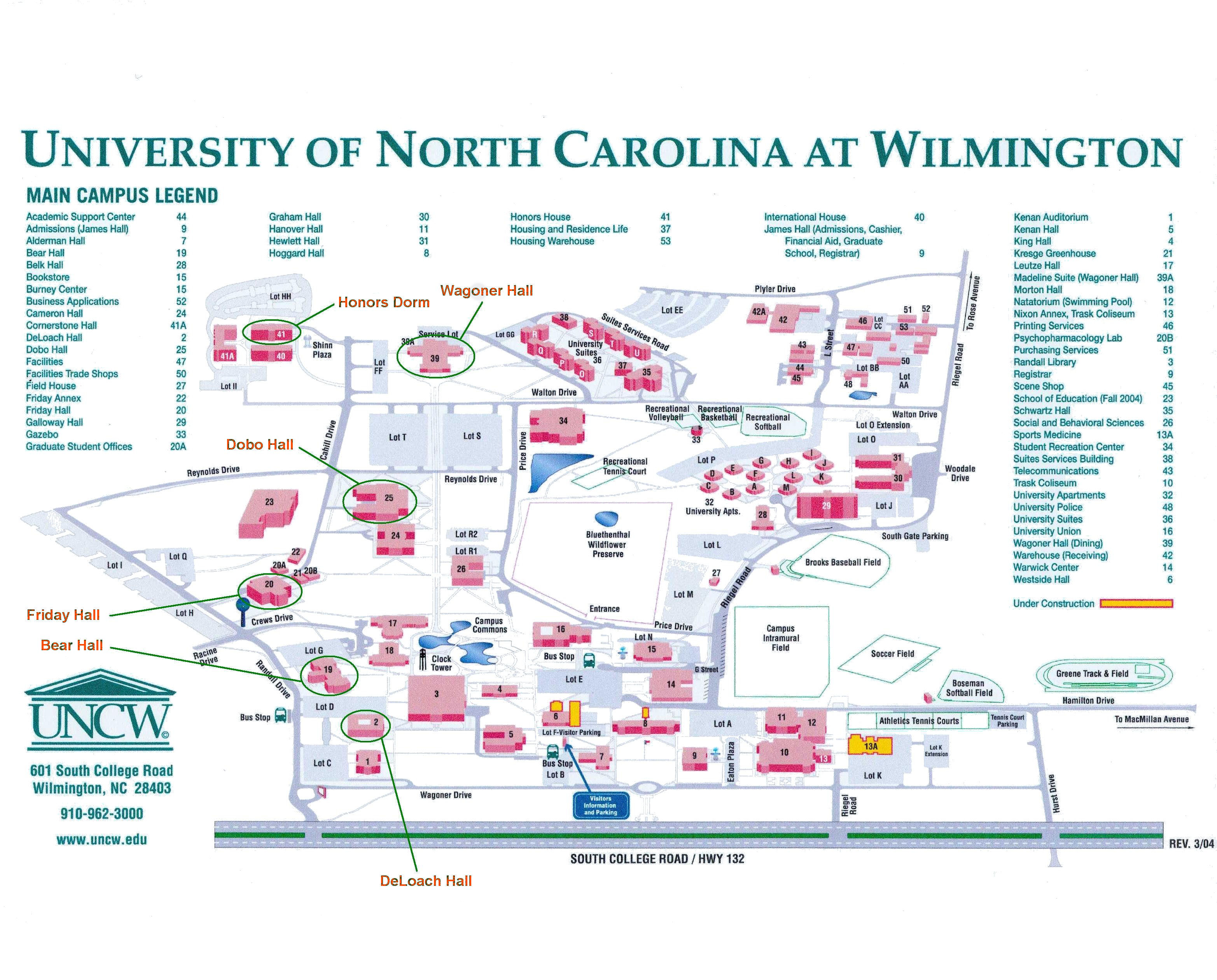 University Of North Carolina At Wilmington Map University Of