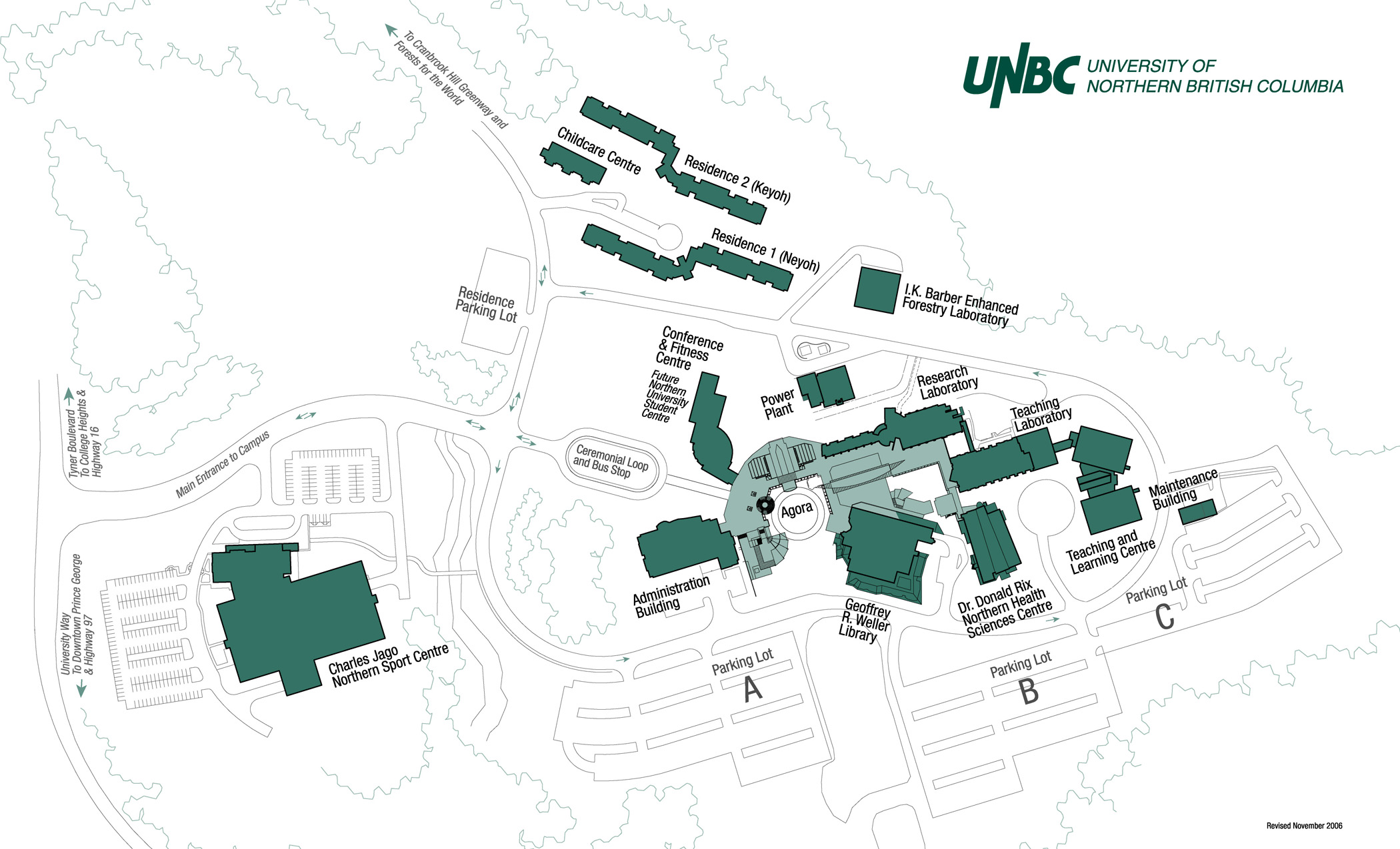 Prince Charles Hospital Map University Of Northern British Columbia Campus Map - 3333 University Way  Prince George Bc Canada • Mappery
