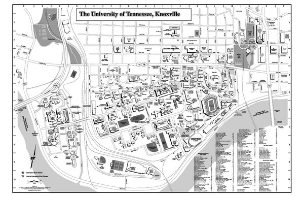 University Of Tennessee Campus Map University Of Tennessee Map - Knoxville Tennessee • Mappery