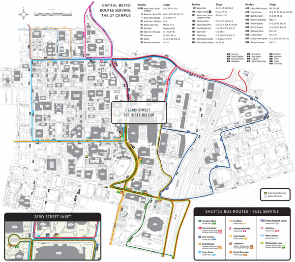 University of Texas-Austin Shuttle Campus Map