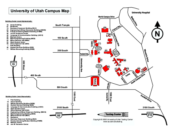 University Of Utah Map Salt Lake City Utah Mappery