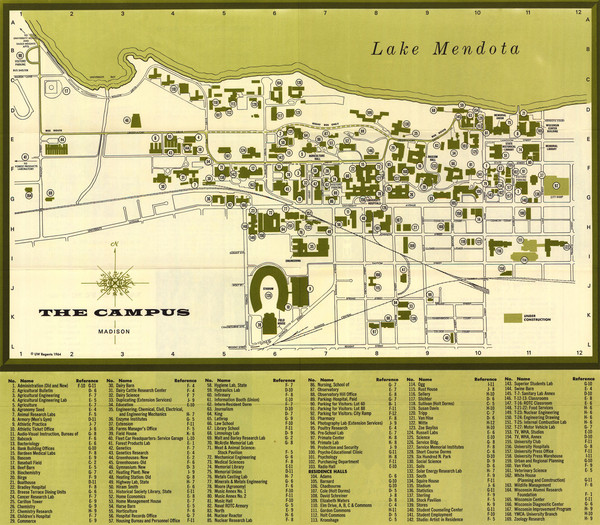 University of Wisconsin-Madison Campus (1964 Small Map)