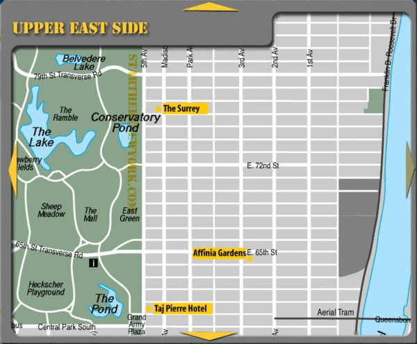 Upper East Side New York Hotel Map