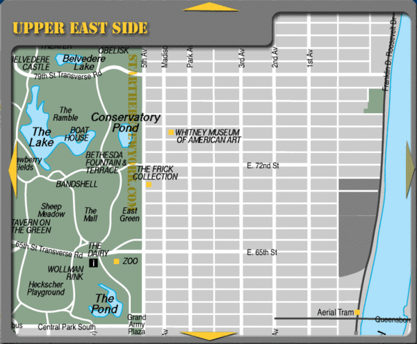 Upper East Side New York Map Upper East Side New York Tourist Map - Central Park • Mappery