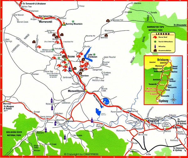 Upper Hunter Valley Tourist Map