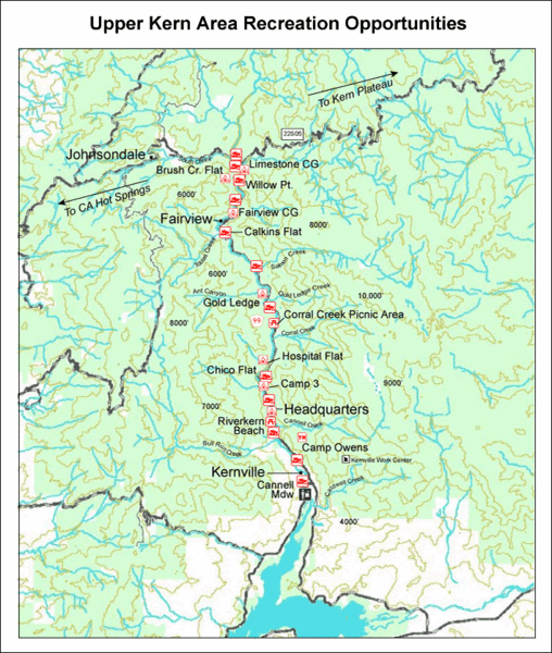 Upper Kern River Area Recreation Opportunities Map