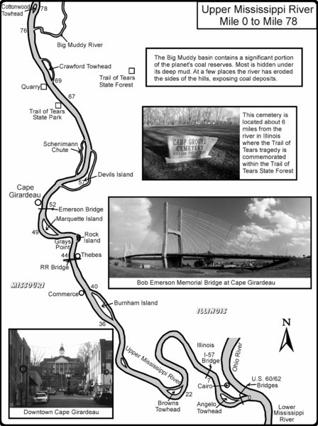 Upper Mississippi River Mile 0 to Mile 78 Map