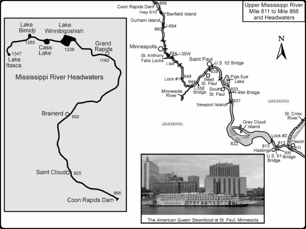 Upper Mississippi River Mile 811 to Mile 1347 Map