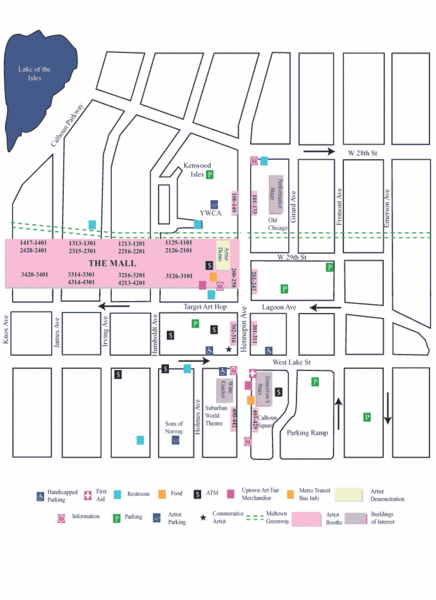 Uptown Art Walk, Minneapolis - St. Paul, Minnesota Map