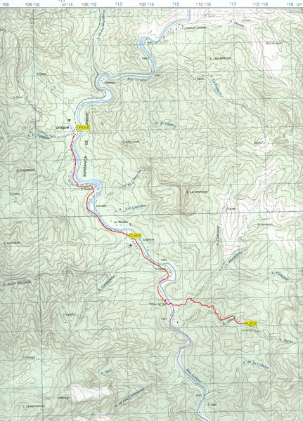 Urique to Los Alisos Trail Map