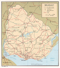 Uruguay (Political) 1973 Map