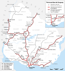 Uruguay Railroad system Map
