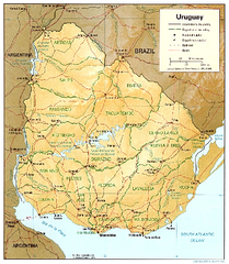 Uruguay (Shaded Relief) 1995 Map
