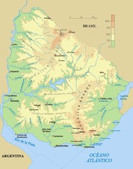Uruguay physical Map