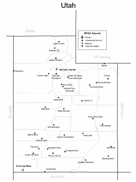 Utah Airports Map