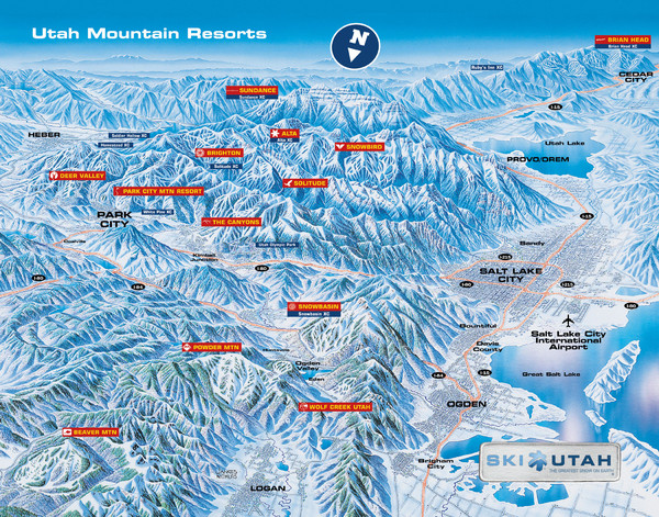 Utah mountain resorts Map