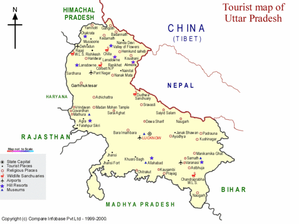 Travel Map of Uttar Pradesh