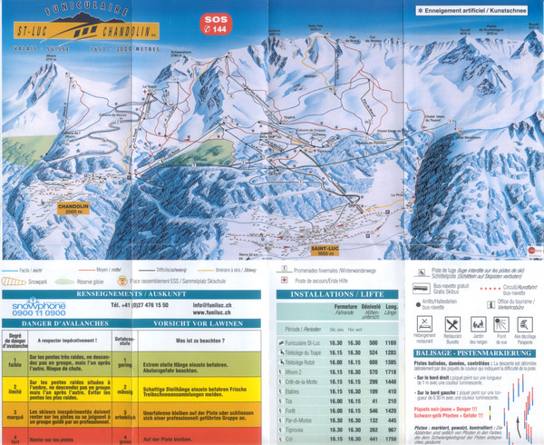 Val d’Anniviers (Grimentz, Zinal, Vercorin, St-Luc und Chandolin) St-Luc/Chandolin Ski Trail Map