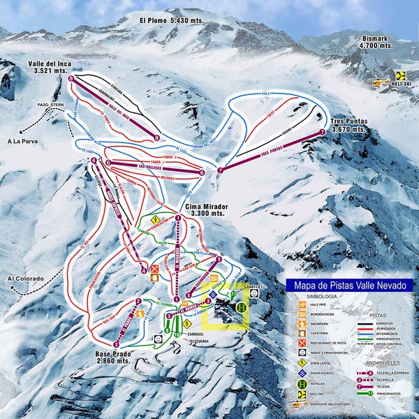 Valle Nevado Ski Resort Trail Map