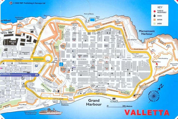 Valletta Tourist Map