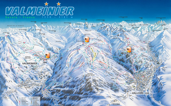 Valloire Vallorie and Valmeinier Ski Trail Map