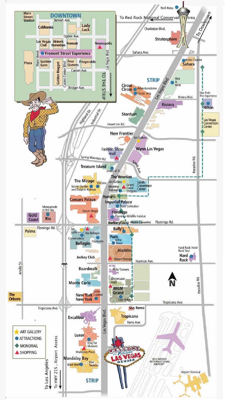 strip Map vegas hotel of in las