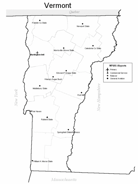 Vermont Airports Map