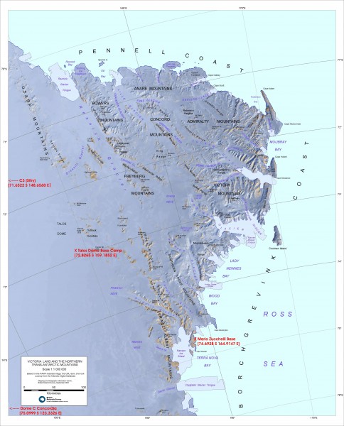 Victoria Land and the Northern Trans-Antarctic Mountains Map