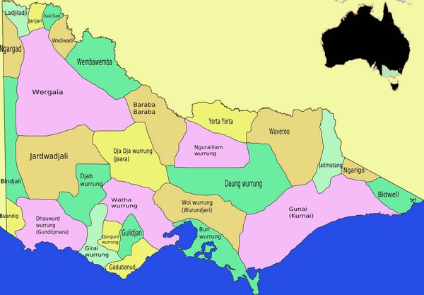 Victorian Aboriginal tribal and language areas Map